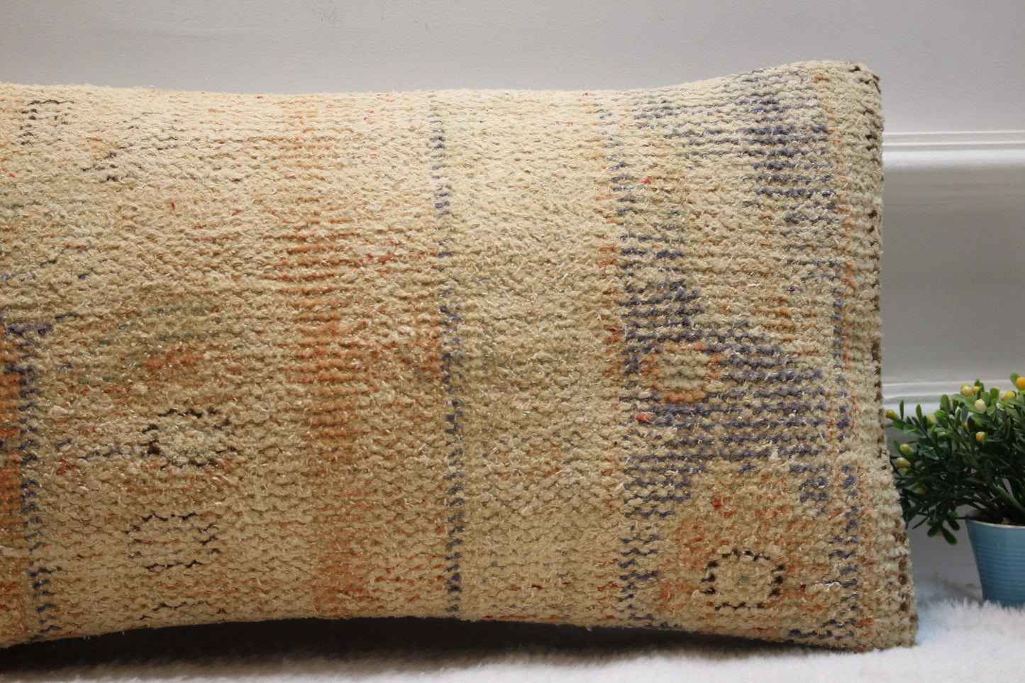 Vintage Turkish Rug Pillow: Handmade Lumbar Pillow Cover (12x24 inc)