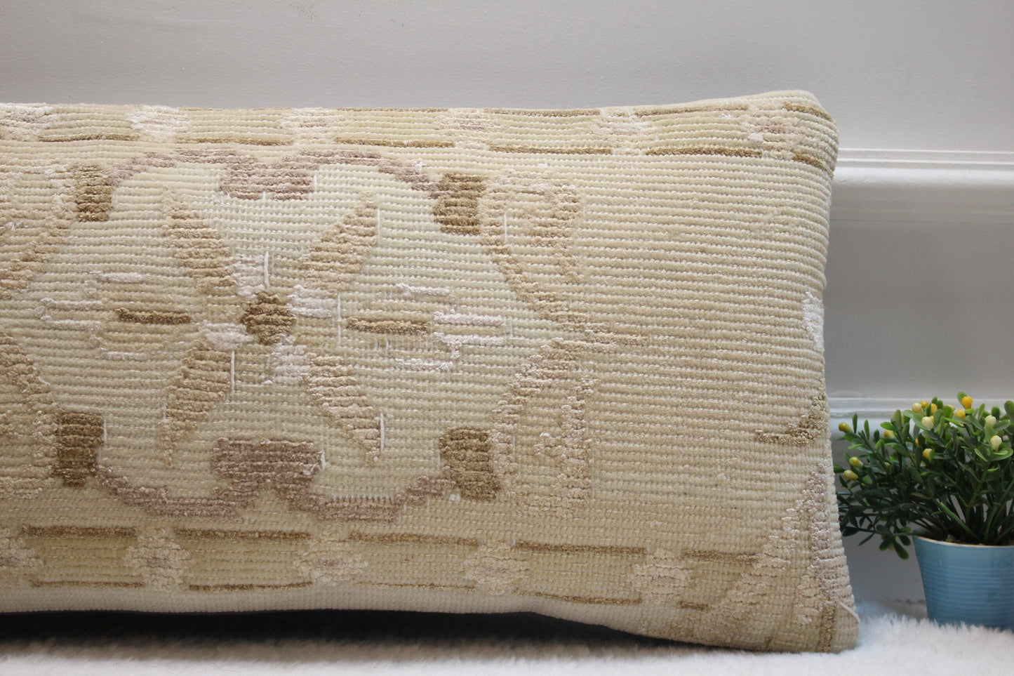 Handmade Kilim Pillow Cover: Upcycled Turkish Woven Rug (12X24 inc.)