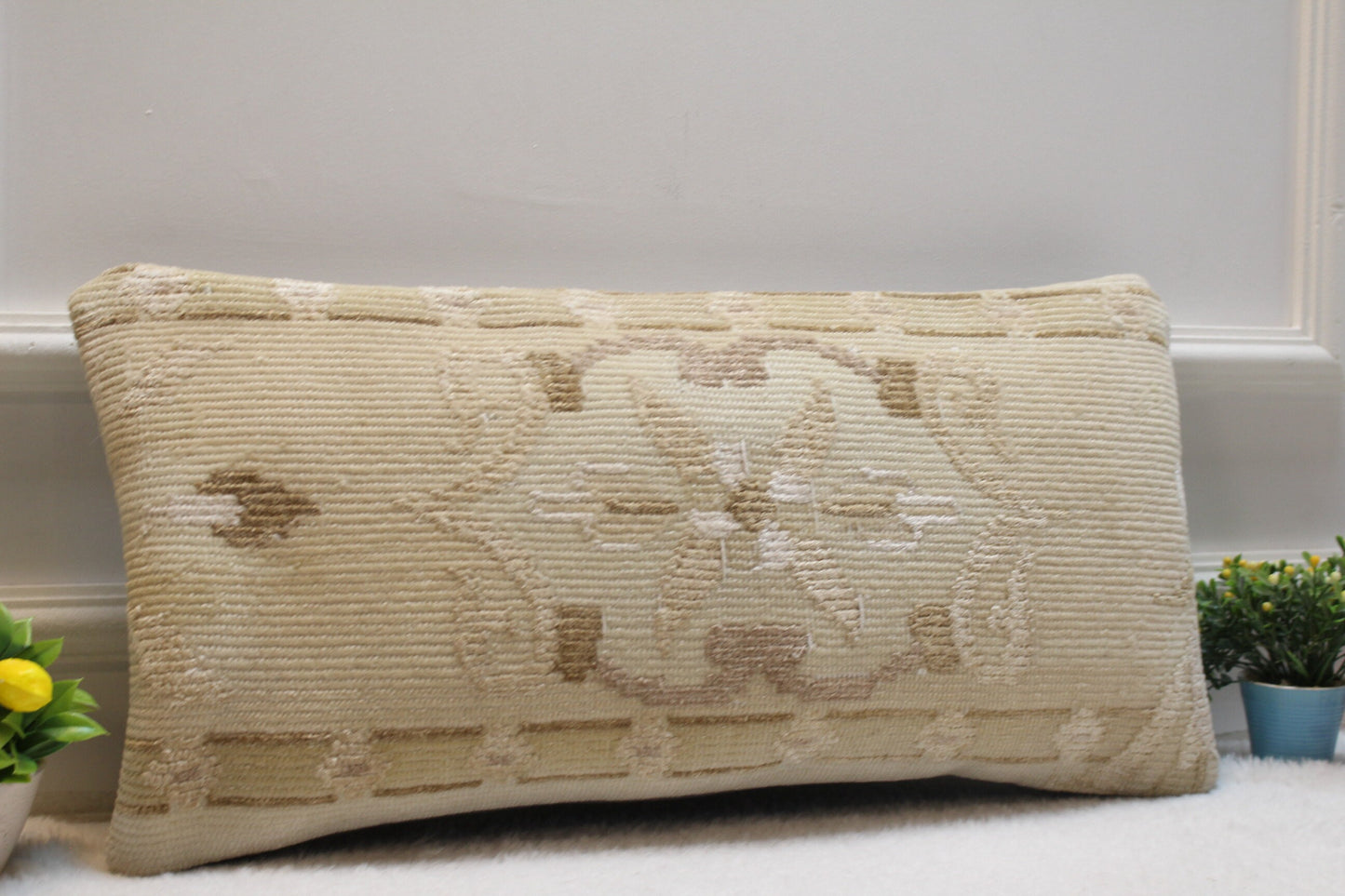 Handmade Kilim Pillow Cover: Upcycled Turkish Woven Rug (12X24 inc.)