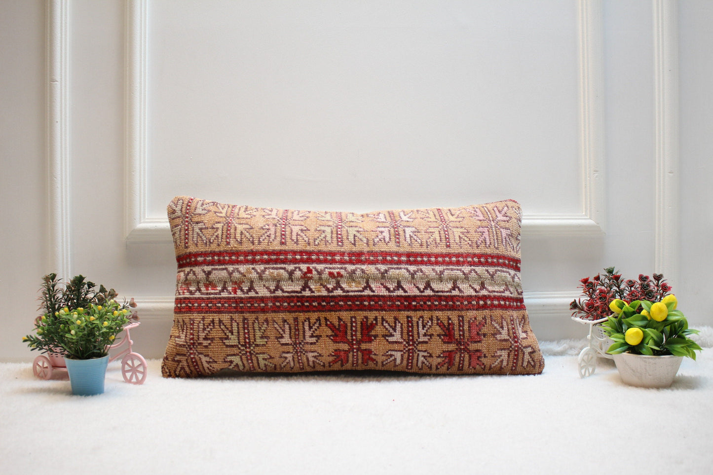 Handmade Kilim Lumbar Pillow Cover: Boho Ethnic Textile (12x24 Inch)