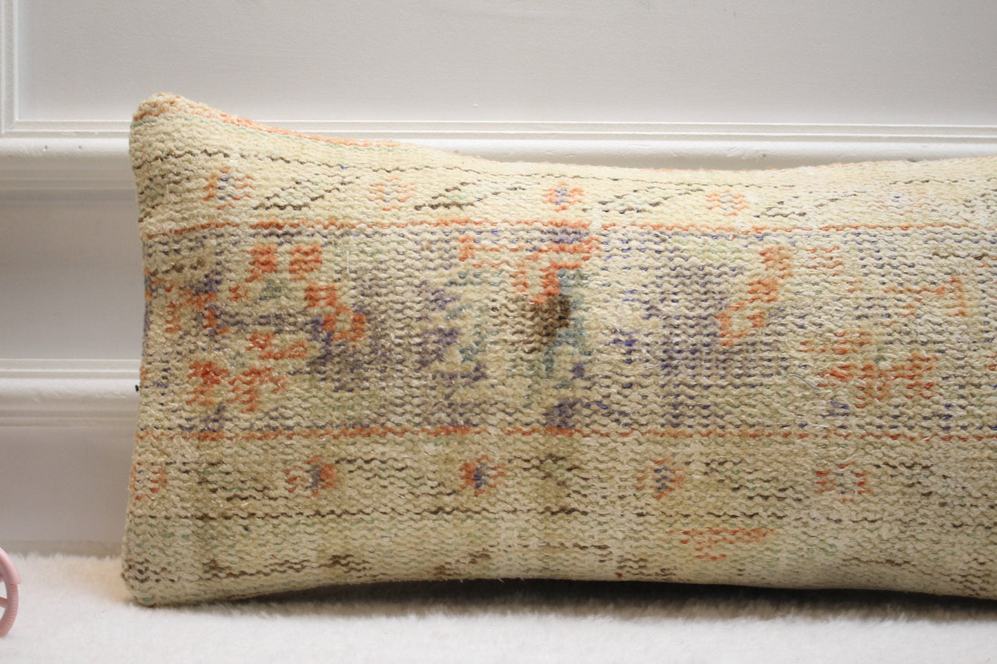 Handwoven Kilim Pillow Cover: Upcycled Ethnic Lumbar Cushion (12x24 inc)