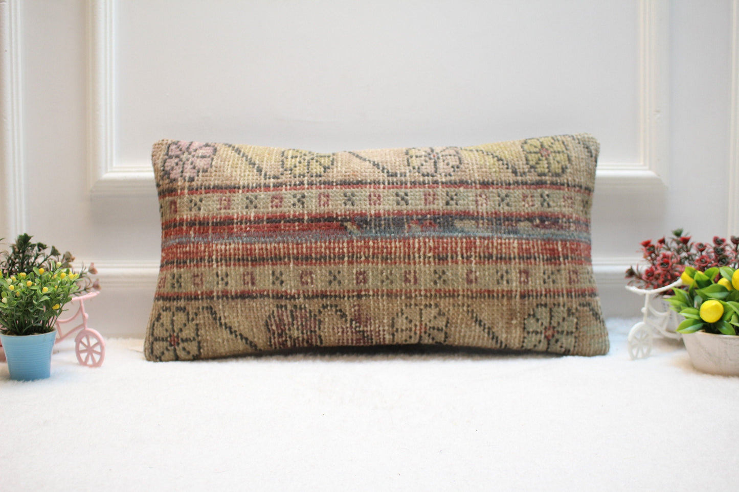 Handmade Kilim Pillow Cover: Vintage Anatolian Rug Pillow (12x24)