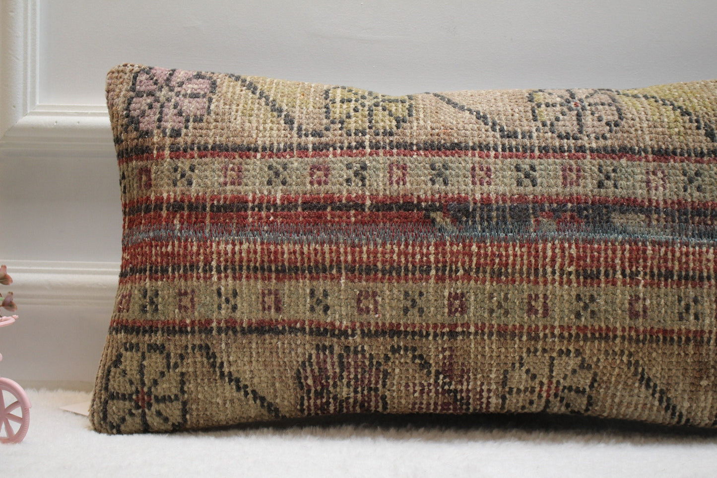 Handmade Kilim Pillow Cover: Vintage Anatolian Rug Pillow (12x24)