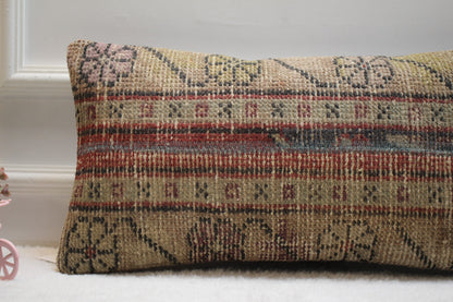 Handmade Kilim Pillow Cover: Vintage Anatolian Rug Pillow (12x24)