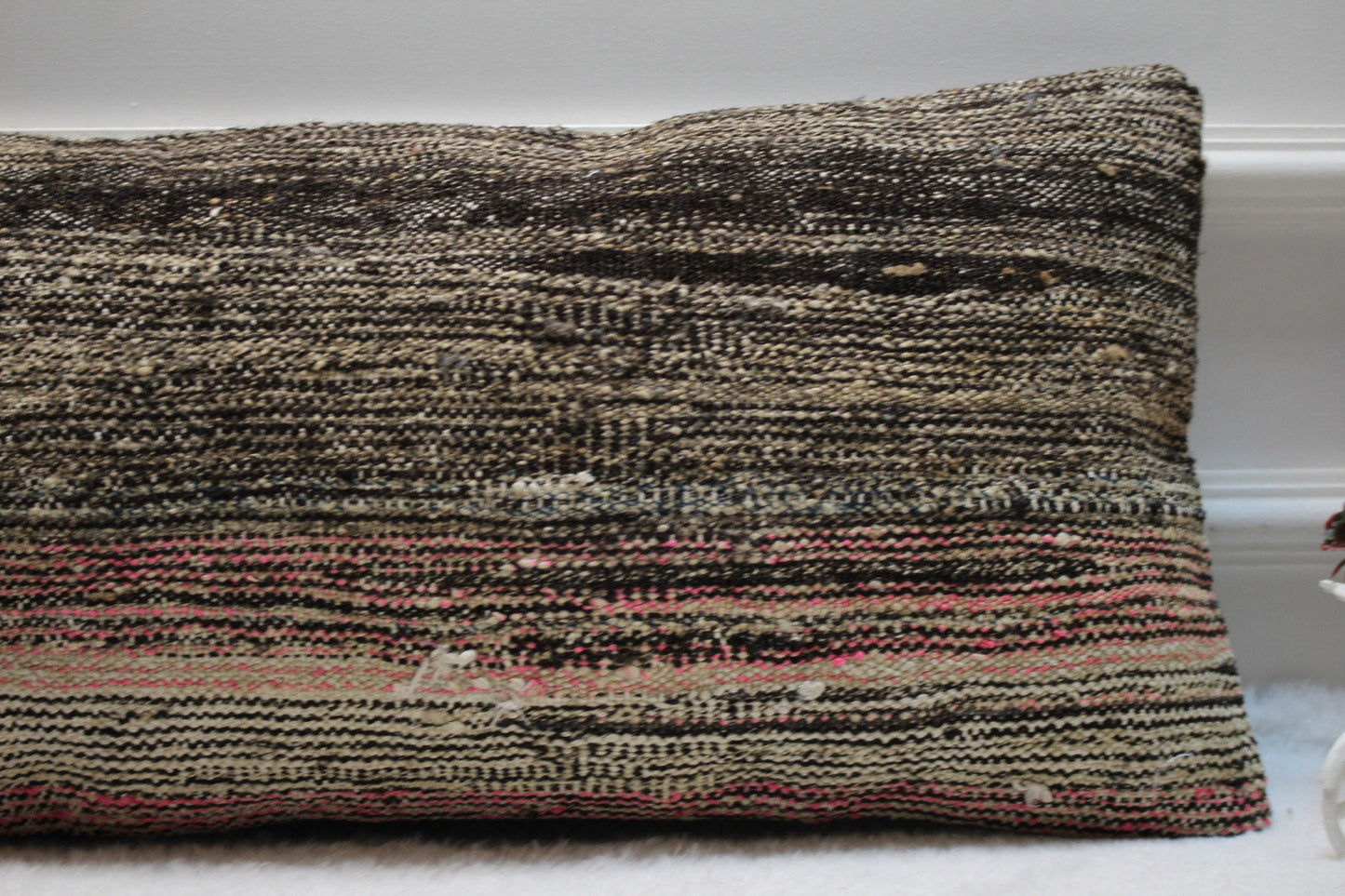Handmade Kilim Pillow Cover: Rustic Ethnic Lumbar Pillow, 12x24