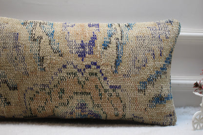Handmade Kilim Pillow Cover: Upcycled Wool, Bohemian Accent (12x24)