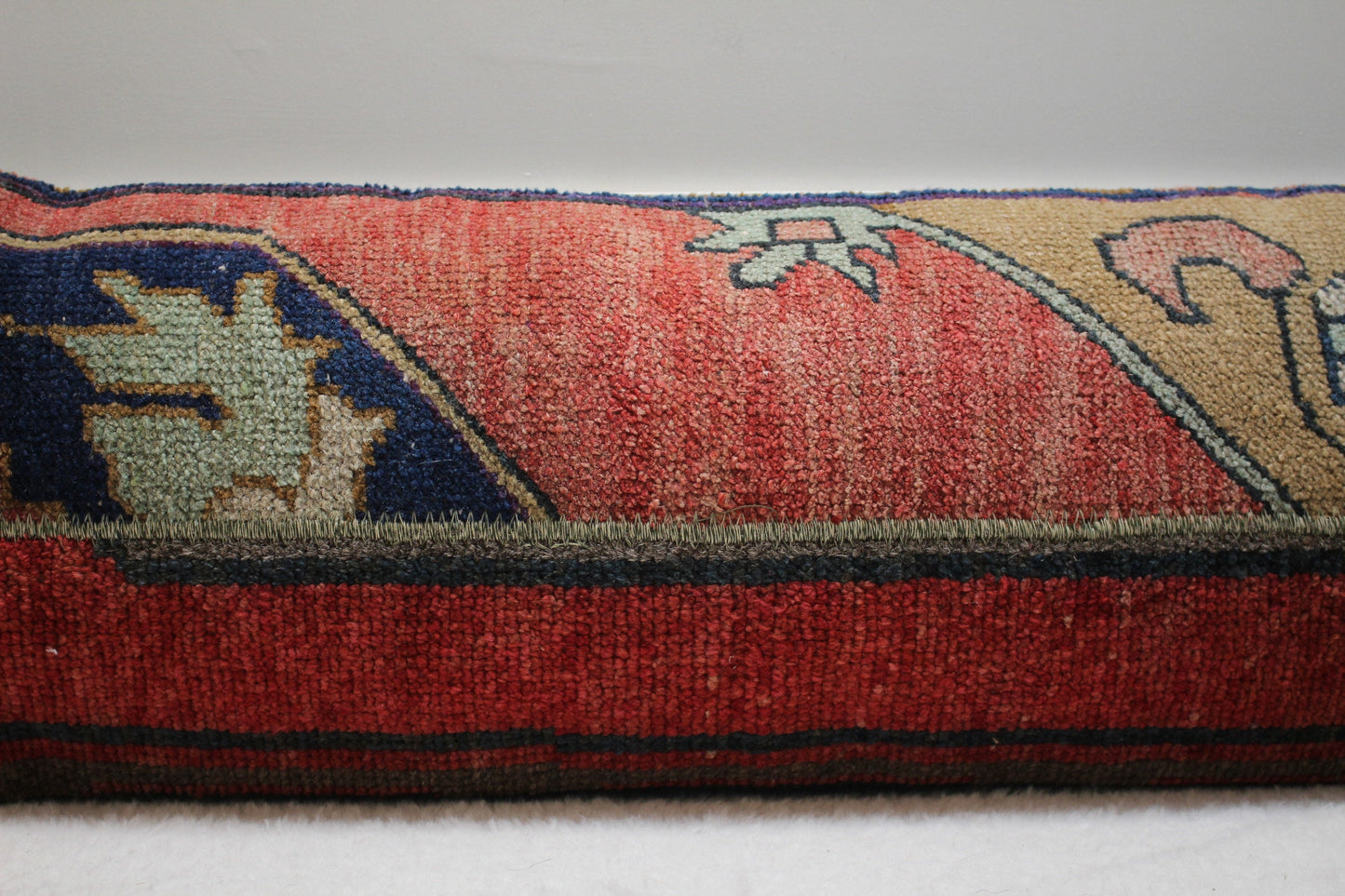 Handmade Red Kilim Lumbar Pillow Cover: Vintage Turkish Rug, 12x36 inch