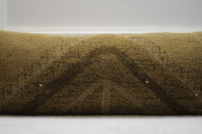 Handmade Turkish Kilim Lumbar Pillow Cover: Upcycled Woven Rug (12x36 in)