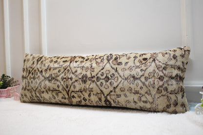 Floral Turkish Rug Lumbar Pillow Cover: Handmade Home Decor (12x36 inc)