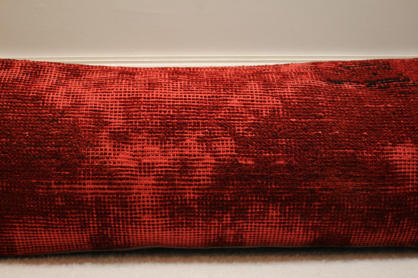 Handmade Red Kilim Lumbar Pillow Cover: Turkish Rug Pillow (12x36 in)