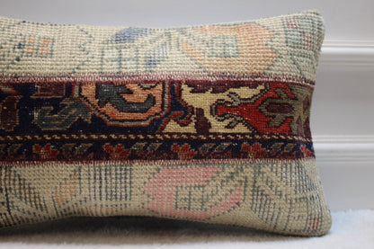 Handmade Kilim Pillow Cover: Upcycled Woven Rug, 12x20 inch