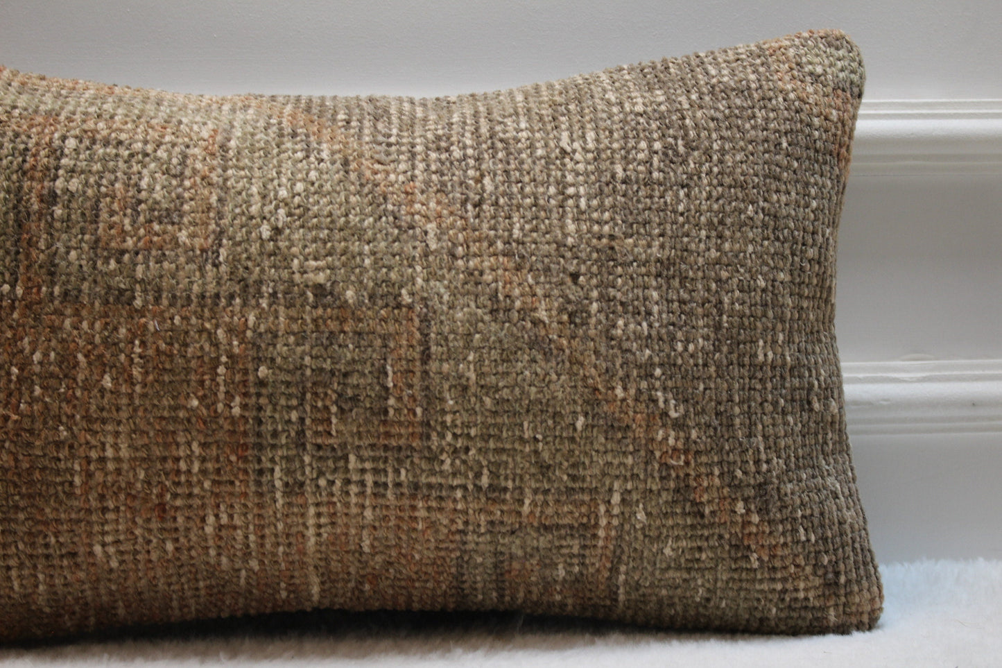 Handmade Kilim Lumbar Pillow Cover: Boho Woven Rug, 12x20 inch