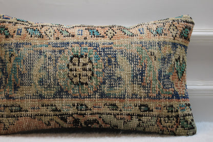 Handmade Kilim Lumbar Pillow Cover: Boho Turkish Rug, 12x20 inch