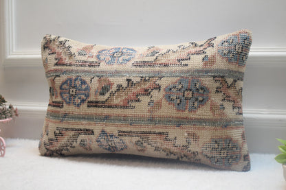 Ethnic Lumbar Pillow Cover: Vintage Rug, Organic Wool (12x20 inc)
