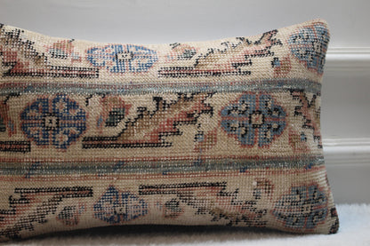 Ethnic Lumbar Pillow Cover: Vintage Rug, Organic Wool (12x20 inc)