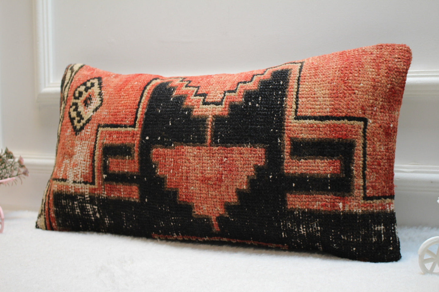 Ethnic Turkish Rug Pillow Cover: Vintage Anatolian Design, 12x24 inch