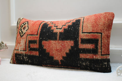 Ethnic Turkish Rug Pillow Cover: Vintage Anatolian Design, 12x24 inch
