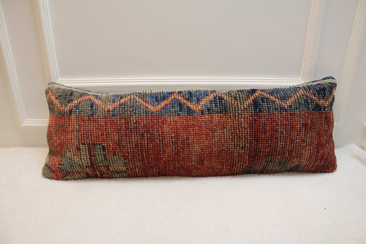 Handmade Red & Black Kilim Lumbar Pillow Cover (12x36 in)