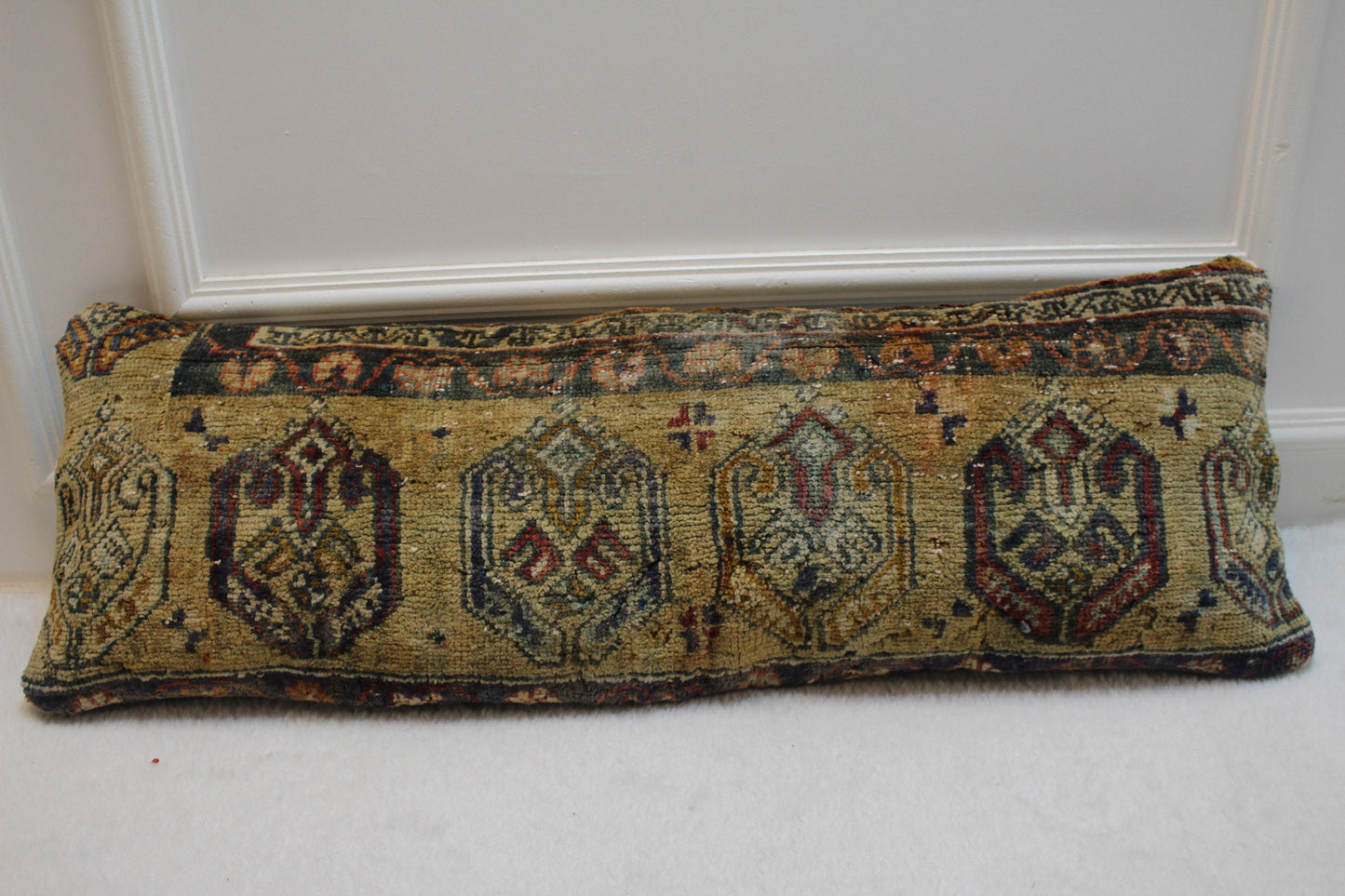 Handmade Kilim Lumbar Pillow Cover: Ethnic Woven Rug, 12x36 inch