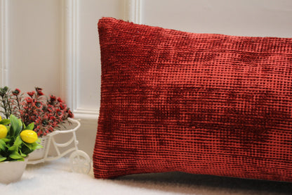 Handmade Red Kilim Pillow Cover: Boho Lumbar Pillow, 12x36