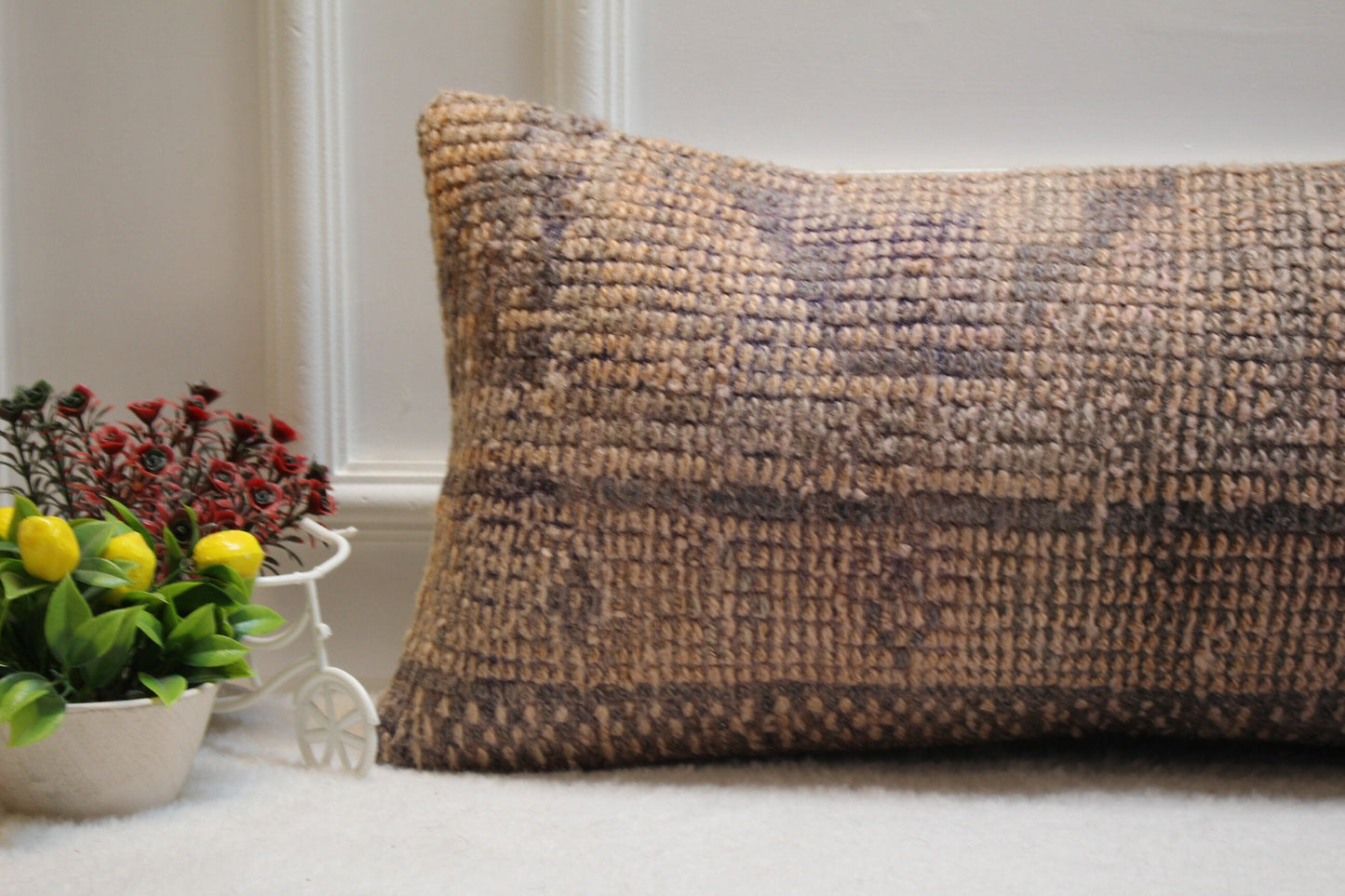 12x36 Long Lumbar Kilim Pillow Cover: Upcycled Woven Rug, Boho Decor