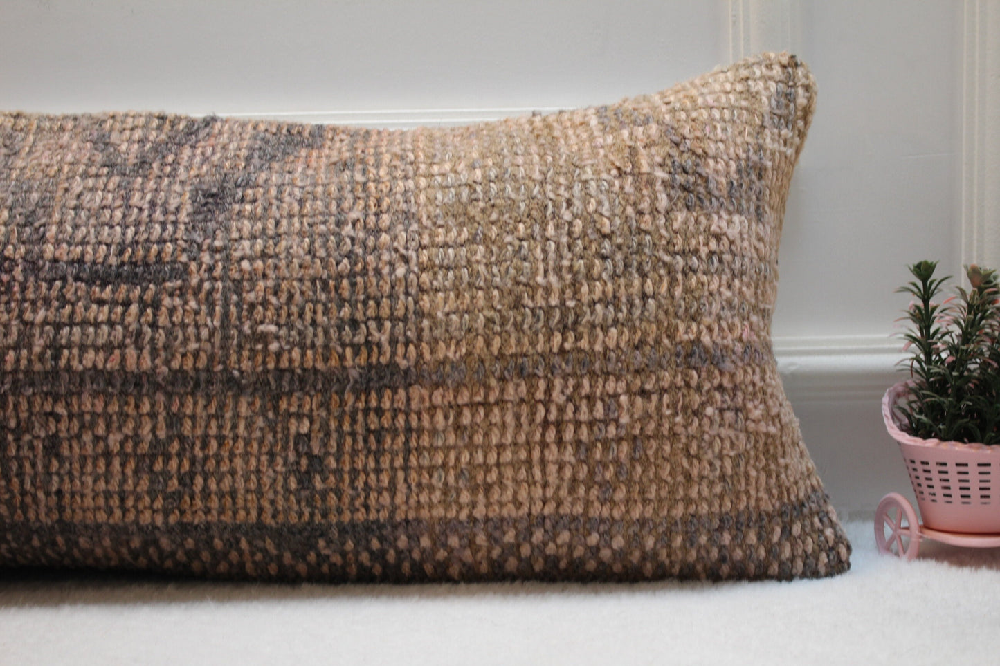 12x36 Long Lumbar Kilim Pillow Cover: Upcycled Woven Rug, Boho Decor