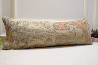 Handmade Wool Kilim Pillow Cover: Vintage Anatolian Design (12x36 in)