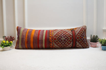 12x36 Long Lumbar Kilim Pillow Cover: Vintage Boho Home Design