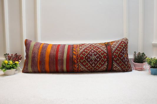 12x36 Long Lumbar Kilim Pillow Cover: Vintage Boho Home Design