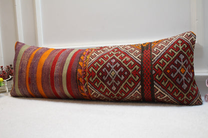 12x36 Long Lumbar Kilim Pillow Cover: Vintage Boho Home Design