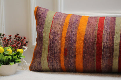12x36 Long Lumbar Kilim Pillow Cover: Vintage Boho Home Design