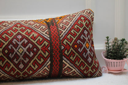 12x36 Long Lumbar Kilim Pillow Cover: Vintage Boho Home Design
