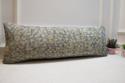 Green Vintage Turkish Rug Lumbar Pillow Cover (12x36 in)