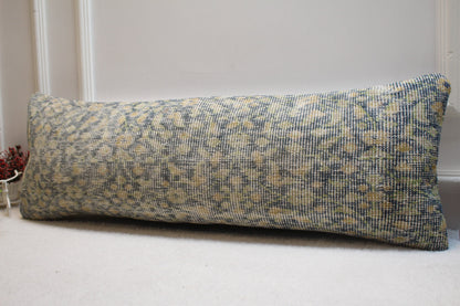 Green Vintage Turkish Rug Lumbar Pillow Cover (12x36 in)