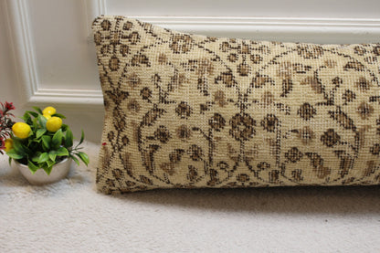 Floral Kilim Pillow Cover 12x36: Handmade Upcycled Rug