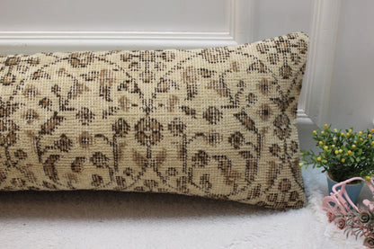 Floral Kilim Pillow Cover 12x36: Handmade Upcycled Rug