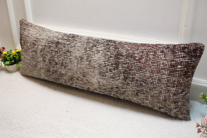 Handmade Kilim Pillow Cover: Upcycled Woven Rug, Bohemian Decor (12x36 inc.)