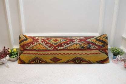 Handmade Kilim Pillow Cover: Boho Rug Pillow, 12x36 inch