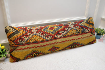 Handmade Kilim Pillow Cover: Boho Rug Pillow, 12x36 inch