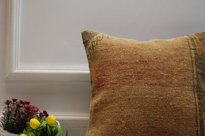 Handmade Kilim Pillow Cover: Upcycled Turkish Rug, Boho Decor (16x16 in)