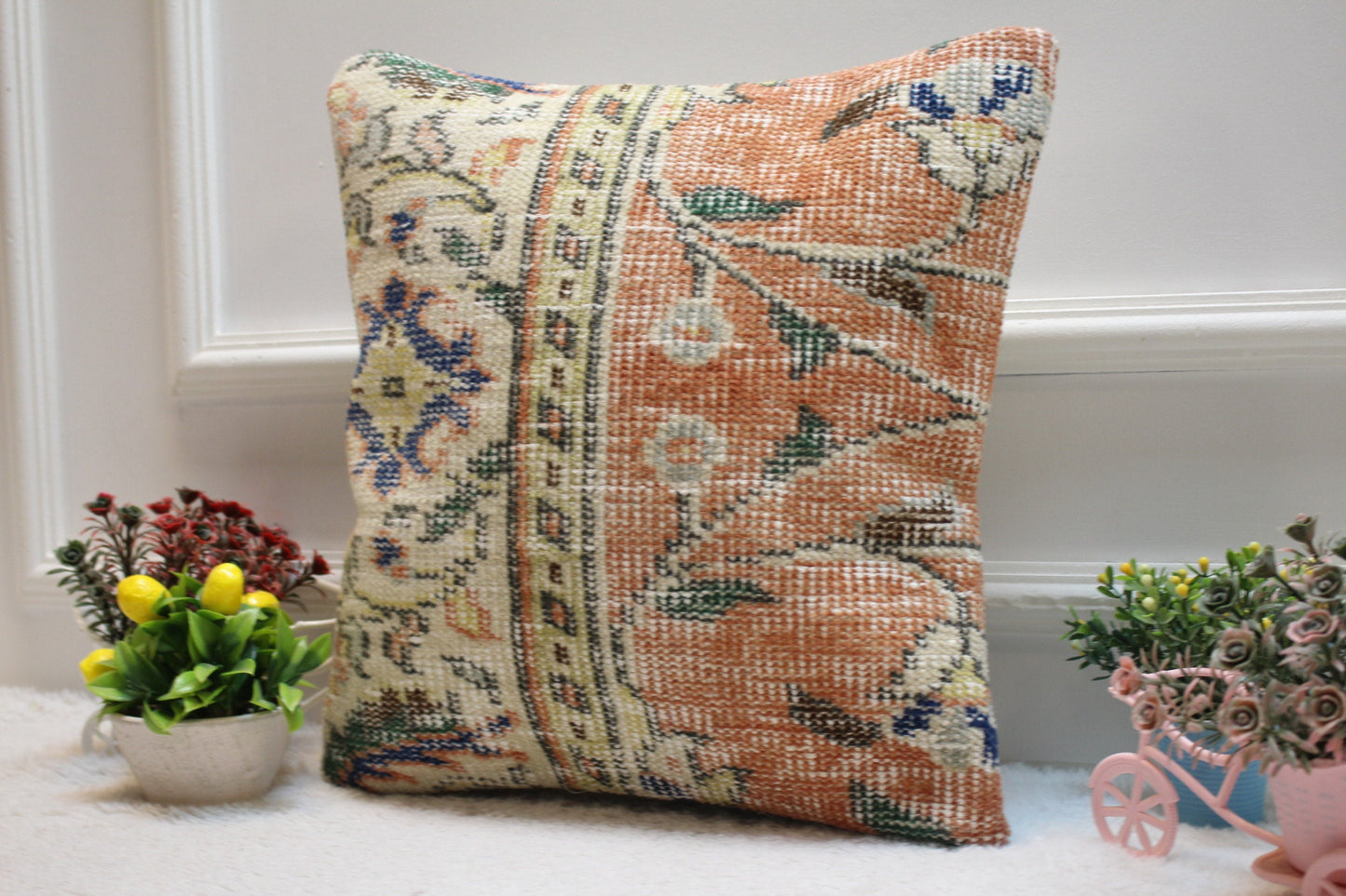 Floral Kilim Pillow Cover (16x16 inc)