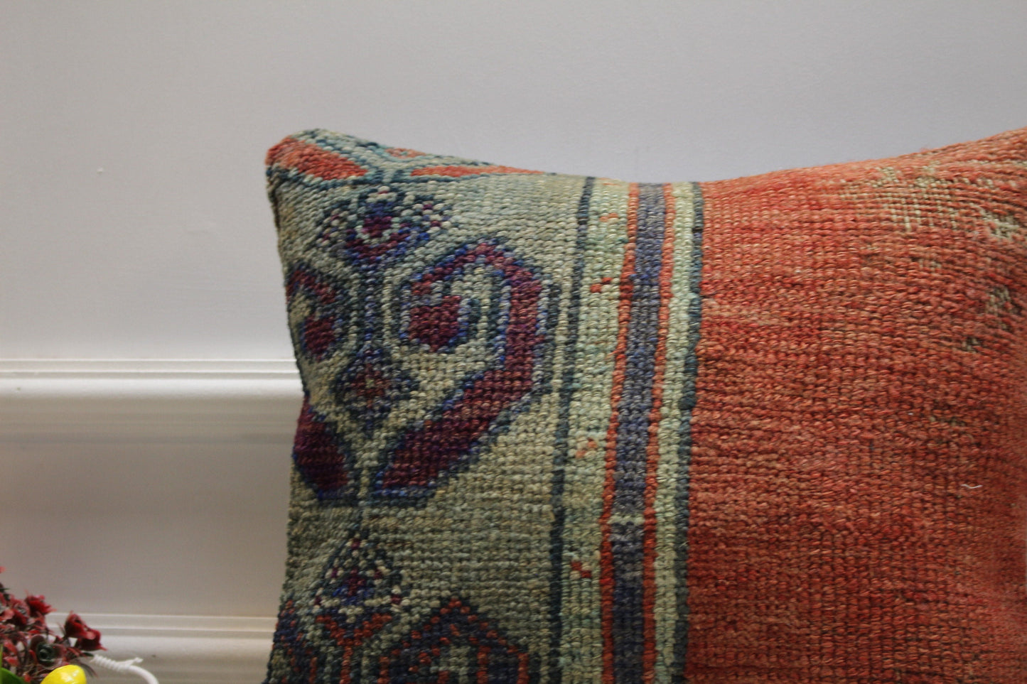 Vintage Turkish Rug Pillow Cover: 16x16 Square Kilim Pillow