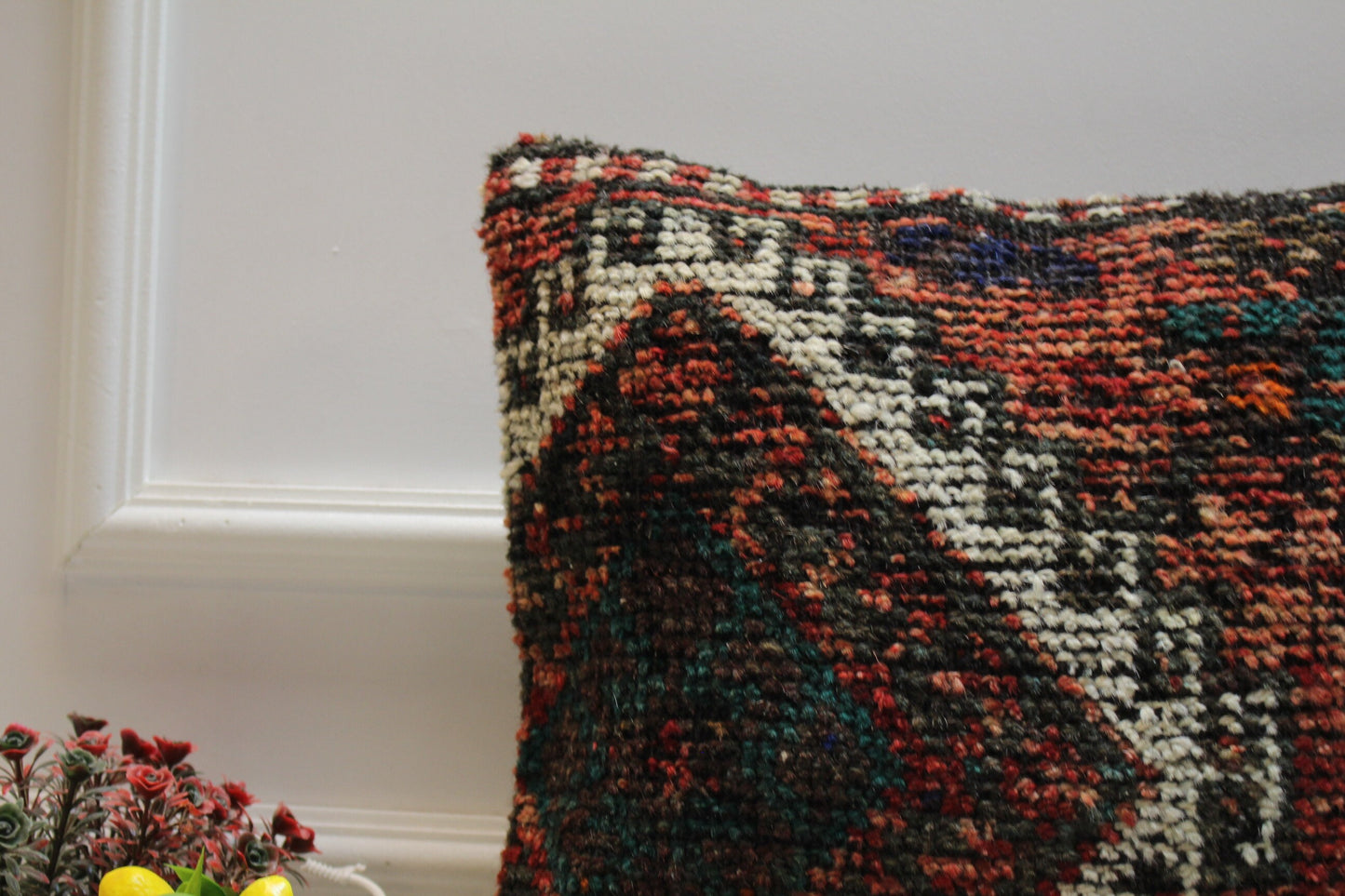 Handmade Turkish Rug Pillow Cover: Vintage Wool Throw Pillow (16x16 inc.)