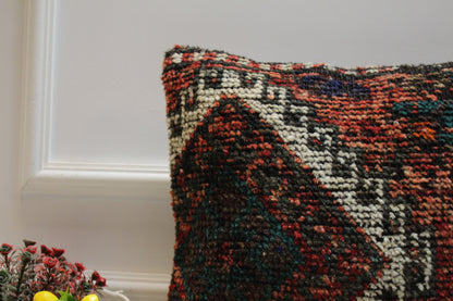 Handmade Turkish Rug Pillow Cover: Vintage Wool Throw Pillow (16x16 inc.)