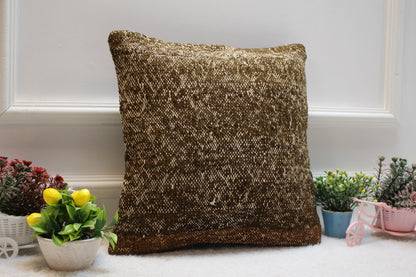 Handmade Kilim Pillow Cover: Vintage Woven Wool, 16x16 Square