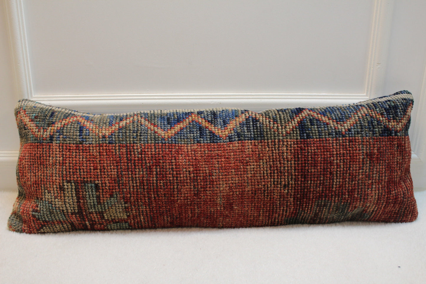 Handmade Red & Black Kilim Lumbar Pillow Cover (12x36 in)