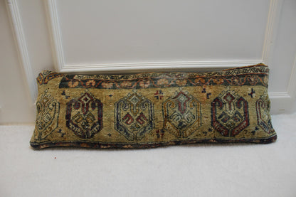 Handmade Kilim Lumbar Pillow Cover: Ethnic Woven Rug, 12x36 inch