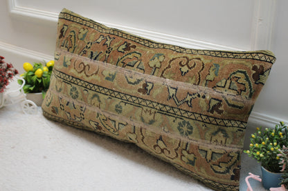 Handmade Patchwork Turkish Rug Lumbar Pillow Cover (12x24 inc)