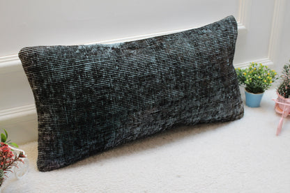 Handmade Kilim Pillow Cover: Upcycled Woven Rug, 12x24 inc