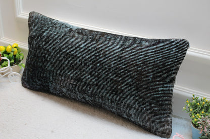 Handmade Kilim Pillow Cover: Upcycled Woven Rug, 12x24 inc